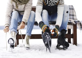People putting on skates