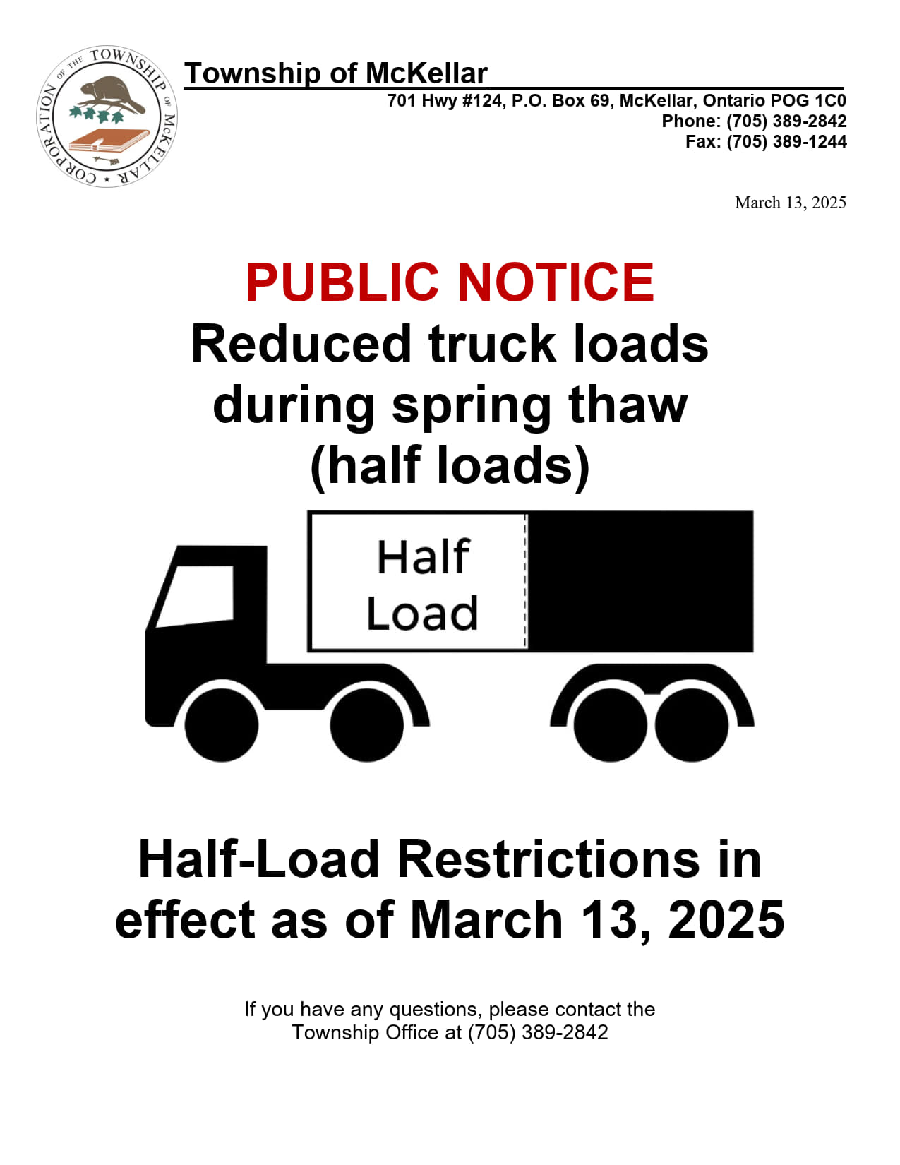HALF-LOADS IN EFFECT