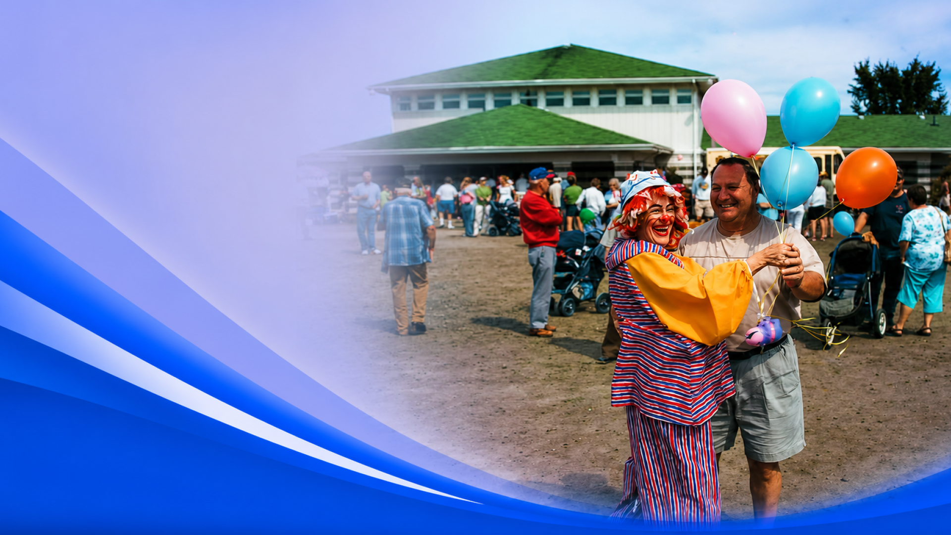 clown and man holding balloon