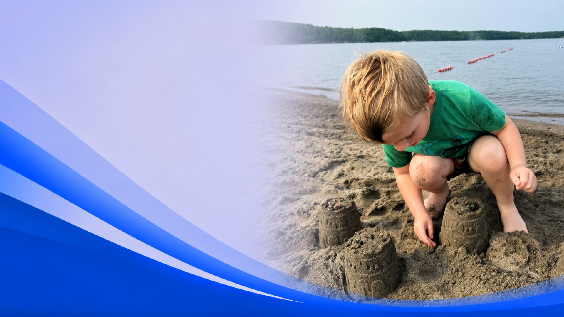 Building sandcastles by the lake