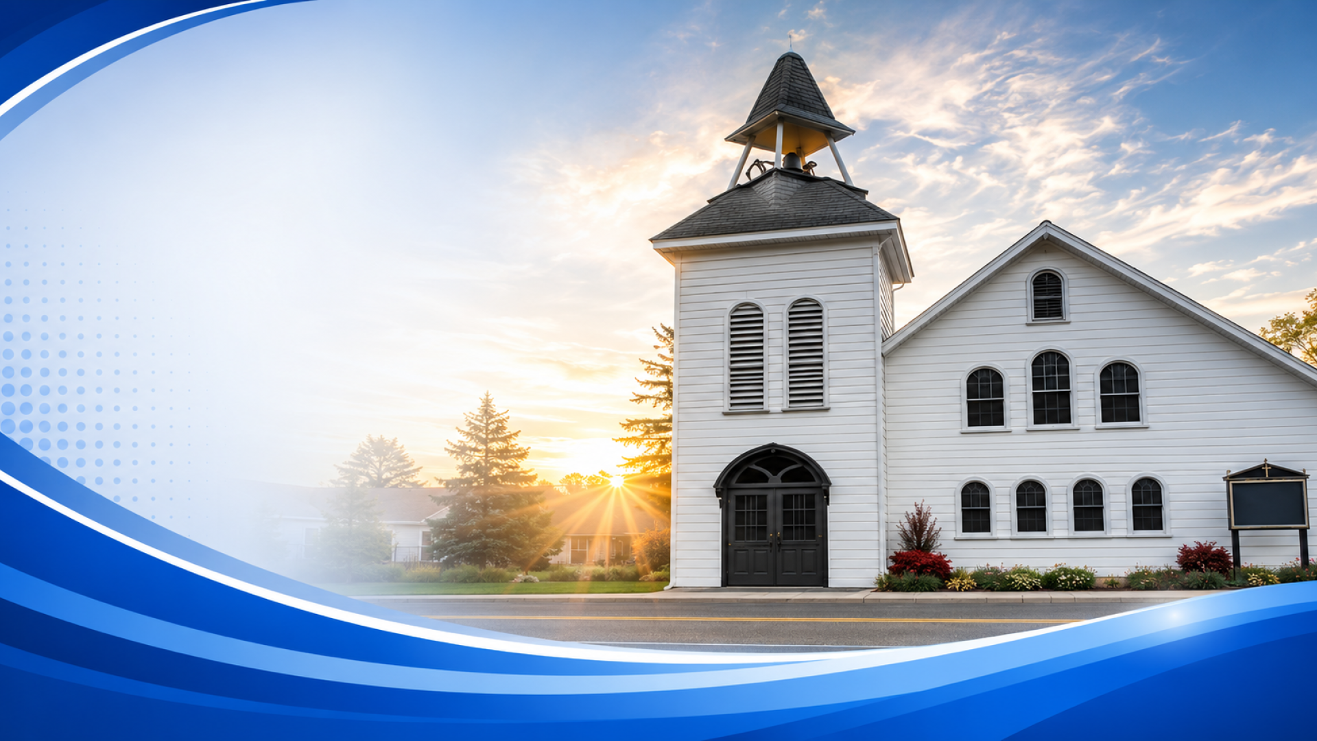 Serene church with abstract design elements