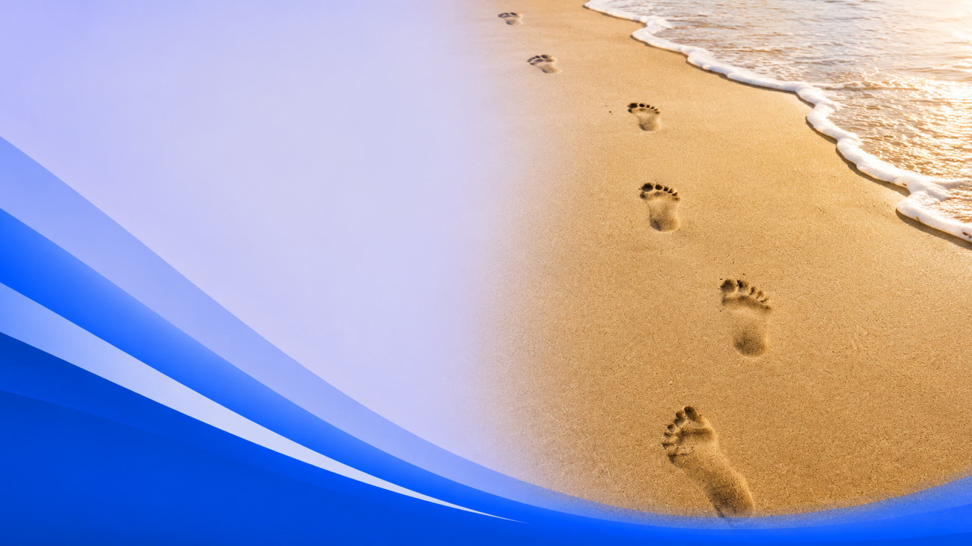 Footprints on a serene beach