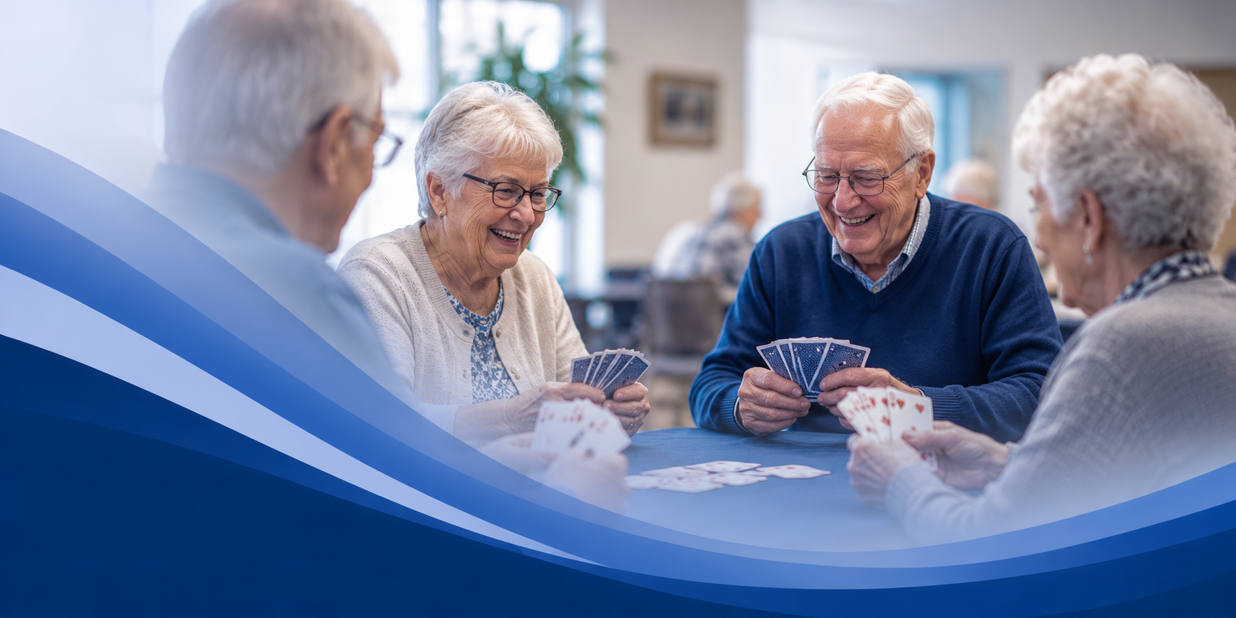 Playing cards in a community lounge