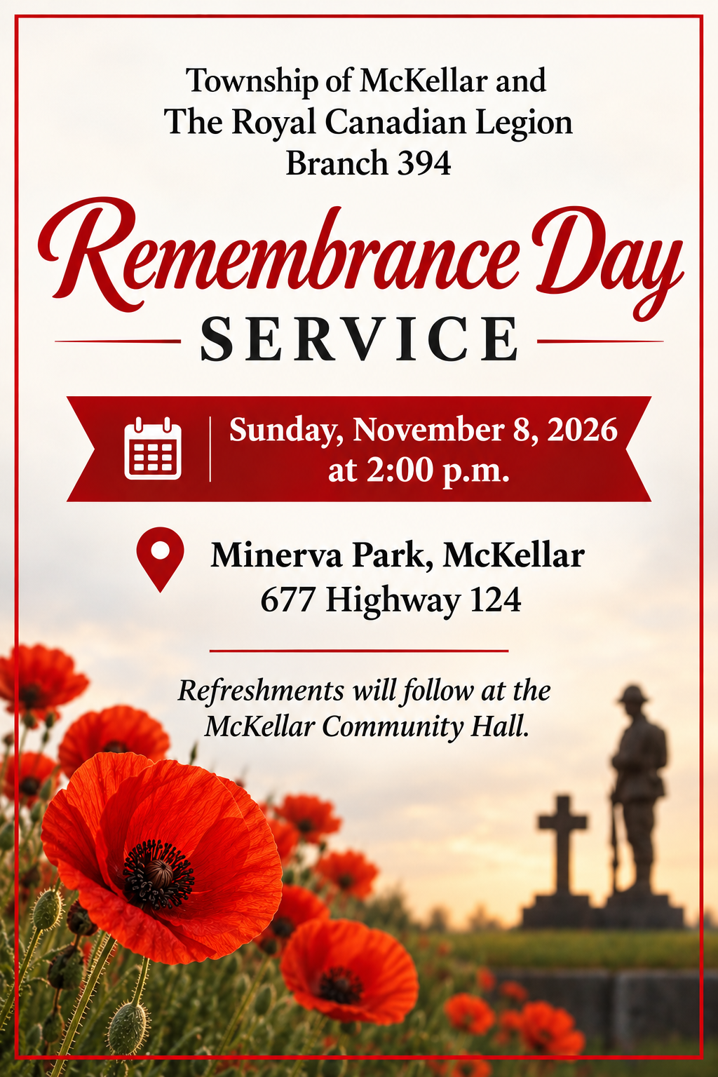 Information Poster for Remembrance Day Service